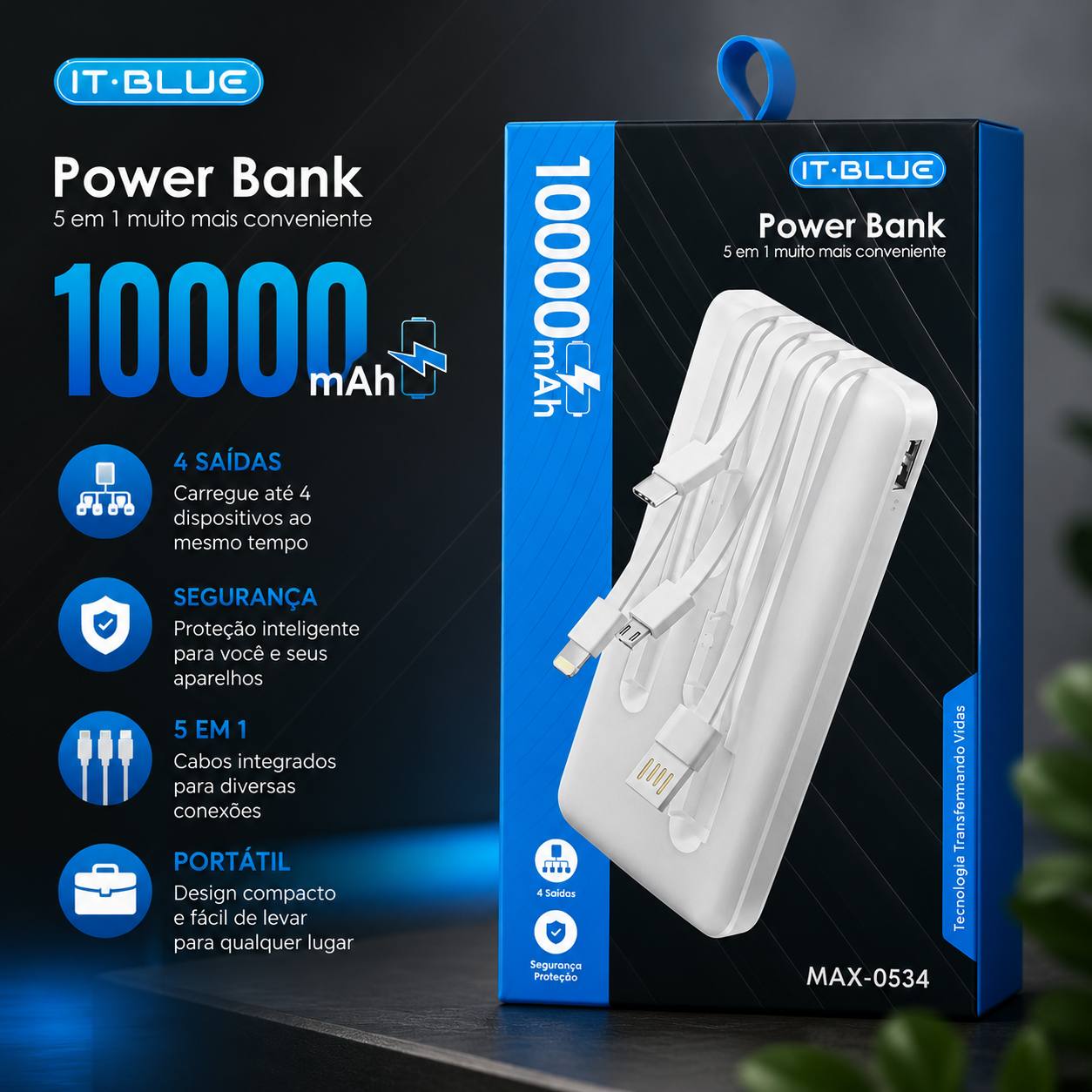 Power Bank IT-Blue MAX-0534 10000mAh 5 em 1